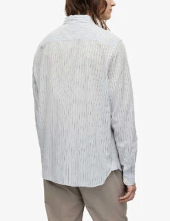 AllSaints Formentera Striped Cotton-blend Shirt -Metro Style Shop R04080286 LIGHTGREY ALT03