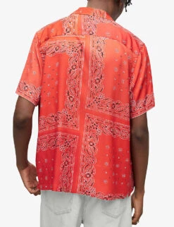 AllSaints Tikal Graphic-print Woven Shirt -Metro Style Shop R04080468 RUBYRED ALT03