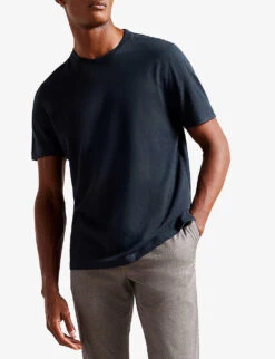 Ted Baker Zeppel Regular-fit Cotton And Cashmere-blend T-shirt 8 Ted Baker Zeppel Regular-fit Cotton And Cashmere-blend T-shirt -Metro Style Shop R04080977 NAVYBLUE ALT02