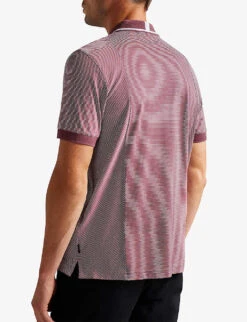 Ted Baker Taigaa Striped Cotton Polo Shirt -Metro Style Shop R04080978 MAROON ALT03