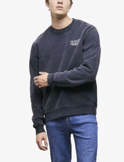 THE KOOPLES Graphic Logo-print Faded Cotton-jersey Sweatshirt -Metro Style Shop R04084654 BLA55 ALT02