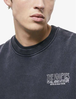THE KOOPLES Graphic Logo-print Faded Cotton-jersey Sweatshirt -Metro Style Shop R04084654 BLA55 ALT04