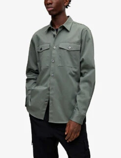 Boss Chest-pocket Relaxed-fit Cotton-twill Shirt -Metro Style Shop R04086185 OPENGREEN ALT02