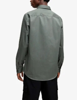 Boss Chest-pocket Relaxed-fit Cotton-twill Shirt -Metro Style Shop R04086185 OPENGREEN ALT03