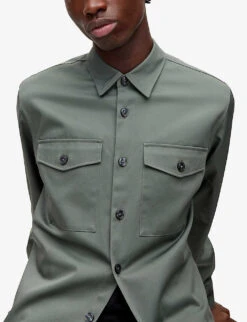 Boss Chest-pocket Relaxed-fit Cotton-twill Shirt -Metro Style Shop R04086185 OPENGREEN ALT04