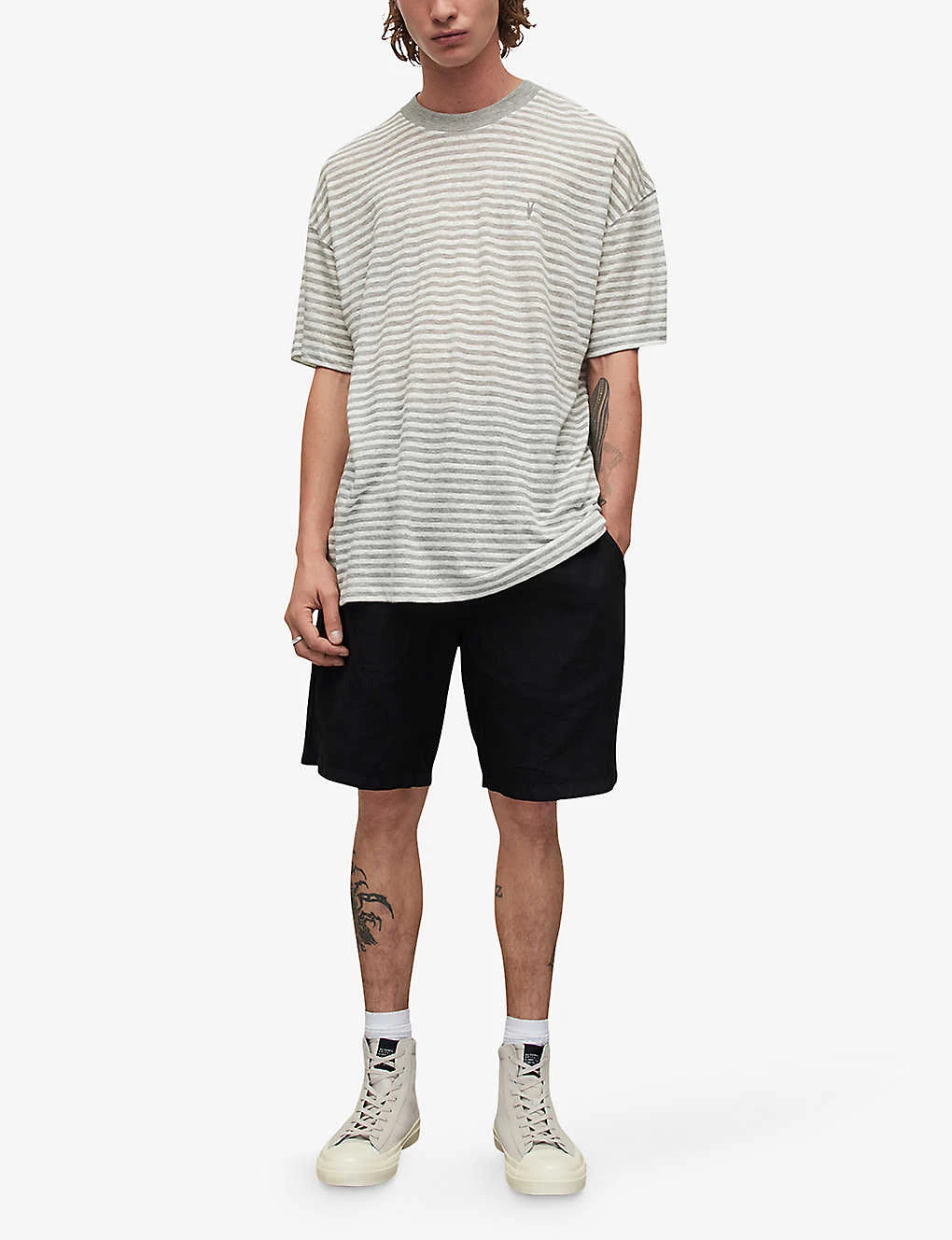AllSaints Alva Stripe-print Relaxed-fit Linen-blend T-shirt 4 AllSaints Alva Stripe-print Relaxed-fit Linen-blend T-shirt - Image 2