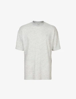 AllSaints Alva Stripe-print Relaxed-fit Linen-blend T-shirt