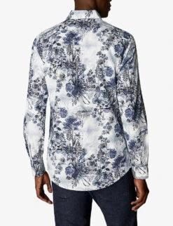 ETON Casual Graphic-print Regular-fit Cotton Shirt -Metro Style Shop R04088436 MIDBLUE ALT02