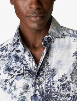 ETON Casual Graphic-print Regular-fit Cotton Shirt -Metro Style Shop R04088436 MIDBLUE ALT03