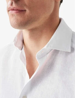 ETON Casual Spread-collar Linen Shirt -Metro Style Shop R04088482 WHITE ALT04
