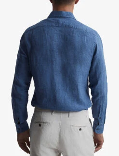 Reiss Ruban Long-sleeve Regular-fit Linen Shirt -Metro Style Shop R04091609 SOFTBLUE ALT03