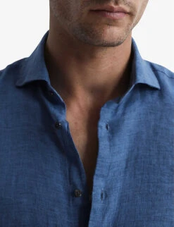 Reiss Ruban Long-sleeve Regular-fit Linen Shirt -Metro Style Shop R04091609 SOFTBLUE ALT04