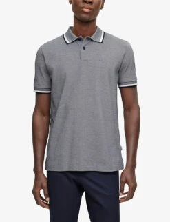 Boss Logo-embroidered Regular-fit Cotton-piqué Polo Shirt -Metro Style Shop R04093176 DARKBLUE ALT02