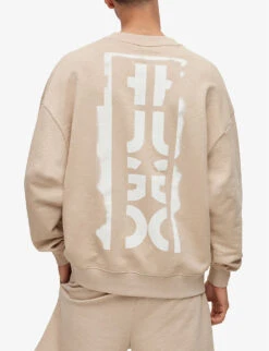 Hugo Leisure Logo-print Cotton-jersey Sweatshirt -Metro Style Shop R04093201 LIGHTBEIGE ALT03