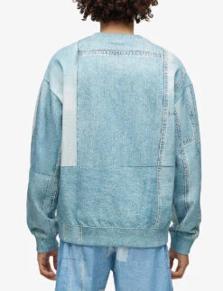 Hugo Leisure Denim-print Cotton Sweatshirt -Metro Style Shop R04093579 LIGHTPASTELBLUE ALT03