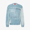 Hugo Leisure Denim-print Cotton Sweatshirt 2 Hugo Leisure Denim-print Cotton Sweatshirt -Metro Style Shop R04093579 LIGHTPASTELBLUE M