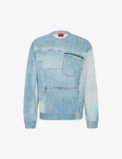 Hugo Leisure Denim-print Cotton Sweatshirt