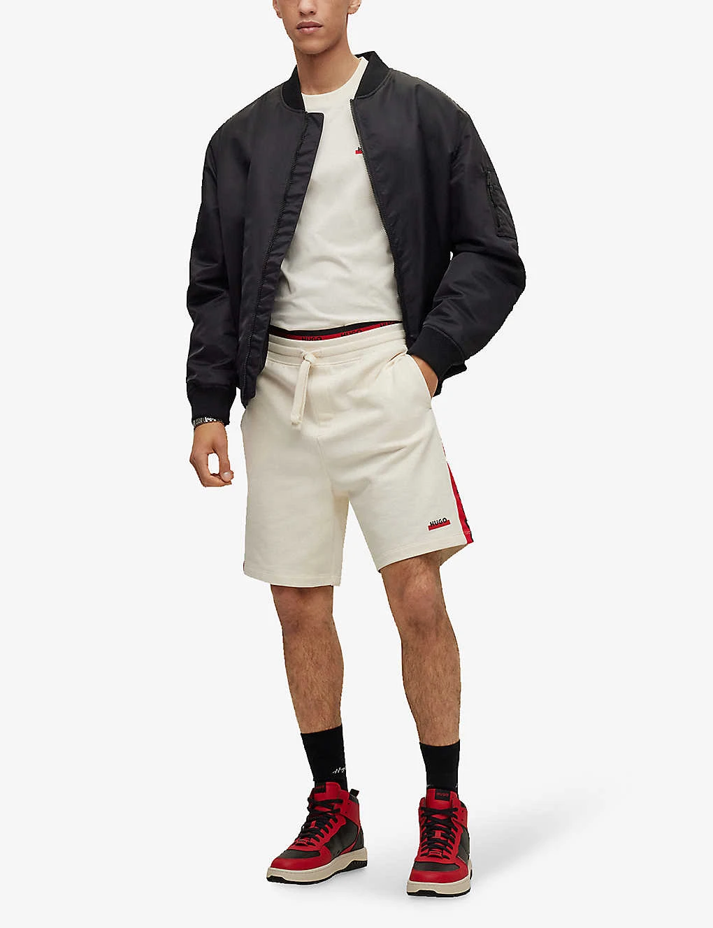 Hugo Logo-print Striped-trim Organic Cotton-jersey T-shirt 4 Hugo Logo-print Striped-trim Organic Cotton-jersey T-shirt - Image 2