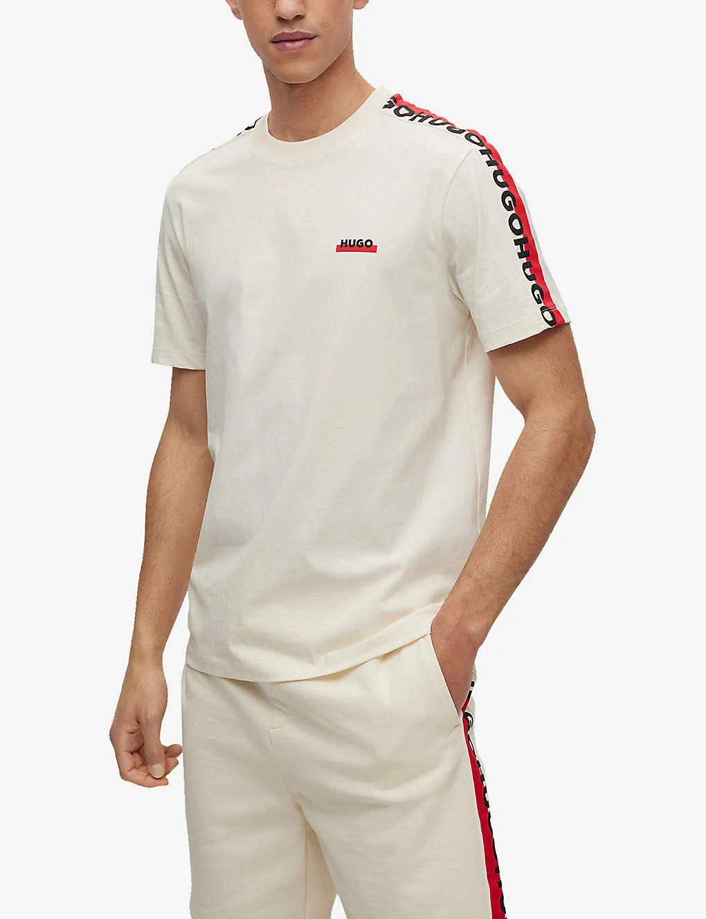 Hugo Logo-print Striped-trim Organic Cotton-jersey T-shirt 5 Hugo Logo-print Striped-trim Organic Cotton-jersey T-shirt - Image 3