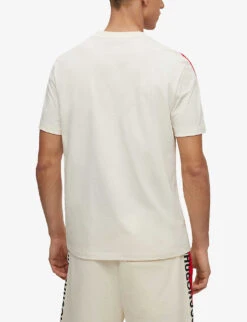 Hugo Logo-print Striped-trim Organic Cotton-jersey T-shirt 10 Hugo Logo-print Striped-trim Organic Cotton-jersey T-shirt -Metro Style Shop R04093676 OPENWHITE ALT03