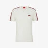 Hugo Logo-print Striped-trim Organic Cotton-jersey T-shirt 2 Hugo Logo-print Striped-trim Organic Cotton-jersey T-shirt -Metro Style Shop R04093676 OPENWHITE M