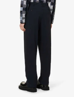 Giorgio Armani Pressed-crease Straight-leg Wool-blend Trousers -Metro Style Shop R04096691 NIGHTSKY ALT03
