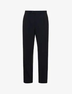 Giorgio Armani Pressed-crease Straight-leg Wool-blend Trousers