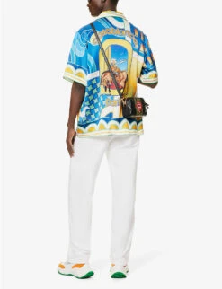 Casablanca Paysage Graphic-print Relaxed-fit Silk Shirt -Metro Style Shop R04099474 PAYSAGE ALT01