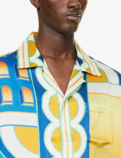 Casablanca Paysage Graphic-print Relaxed-fit Silk Shirt -Metro Style Shop R04099474 PAYSAGE ALT04