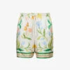Casablanca L'Arche Fleure Graphic-print Regular-fit Silk Shorts -Metro Style Shop R04099477 LEARCHEFLEURIE M