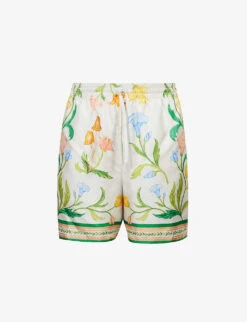 Casablanca L'Arche Fleure Graphic-print Regular-fit Silk Shorts