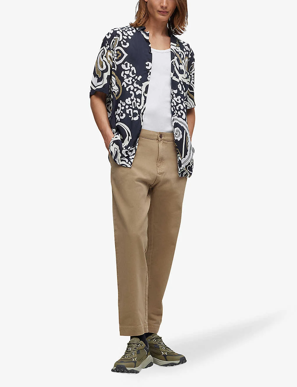 Hugo Logo-patch Slim-fit Tapered-leg Cotton Trousers 4 Hugo Logo-patch Slim-fit Tapered-leg Cotton Trousers - Image 2