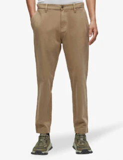 Hugo Logo-patch Slim-fit Tapered-leg Cotton Trousers 9 Hugo Logo-patch Slim-fit Tapered-leg Cotton Trousers -Metro Style Shop R04100914 OPENBROWN ALT02