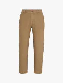 Hugo Logo-patch Slim-fit Tapered-leg Cotton Trousers