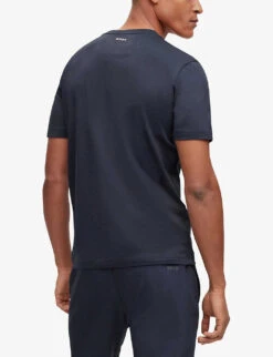 Boss Graphic-print Regular-fit Cotton-jersey T-shirt -Metro Style Shop R04101028 DARKBLUE ALT03