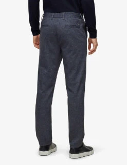 Boss Elasticated-waist Regular-fit Straight-leg Stretch-woven Trousers -Metro Style Shop R04101108 DARKBLUE ALT03