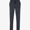 Boss Elasticated-waist Regular-fit Straight-leg Stretch-woven Trousers -Metro Style Shop R04101108 DARKBLUE M