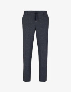 Boss Elasticated-waist Regular-fit Straight-leg Stretch-woven Trousers