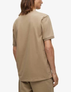 Hugo Logo-badge Regular-fit Cotton-jersey T-shirt -Metro Style Shop R04101109 OPENBROWN ALT03