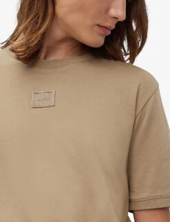 Hugo Logo-badge Regular-fit Cotton-jersey T-shirt -Metro Style Shop R04101109 OPENBROWN ALT04