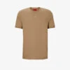 Hugo Logo-badge Regular-fit Cotton-jersey T-shirt -Metro Style Shop R04101109 OPENBROWN M