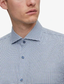 Boss Checked Slim-fit Stretch-cotton Shirt -Metro Style Shop R04101165 LIGHTPASTELBLUE ALT04