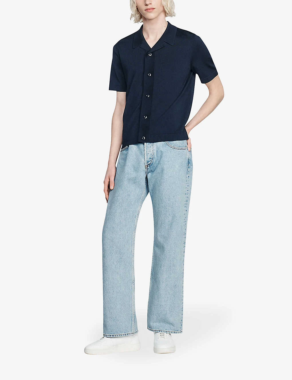 Sandro V-neck Cotton-blend Knitted Vest 4 Sandro V-neck Cotton-blend Knitted Vest - Image 2