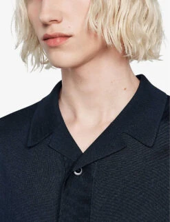 Sandro V-neck Cotton-blend Knitted Vest 11 Sandro V-neck Cotton-blend Knitted Vest -Metro Style Shop R04102323 BLEUS ALT04