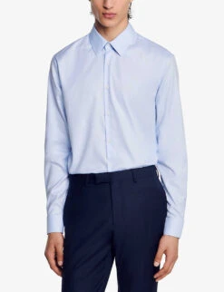 Sandro Oxford Long-sleeved Cotton Shirt -Metro Style Shop R04102602 BLEUS ALT02