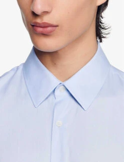 Sandro Oxford Long-sleeved Cotton Shirt -Metro Style Shop R04102602 BLEUS ALT04