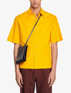 Sandro Oversized Stretch-cotton Shirt -Metro Style Shop R04102617 JAUNESORANGES ALT02