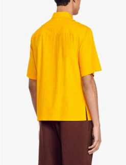 Sandro Oversized Stretch-cotton Shirt -Metro Style Shop R04102617 JAUNESORANGES ALT03