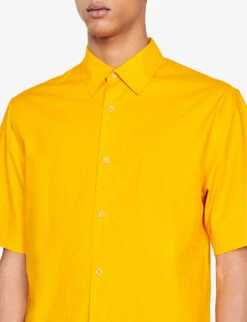 Sandro Oversized Stretch-cotton Shirt -Metro Style Shop R04102617 JAUNESORANGES ALT04