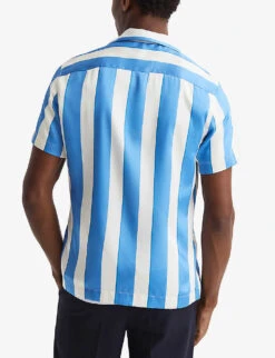 Reiss Virginia Striped Short-sleeved Recycled-polyester Shirt -Metro Style Shop R04103906 BLUEWHITE ALT03